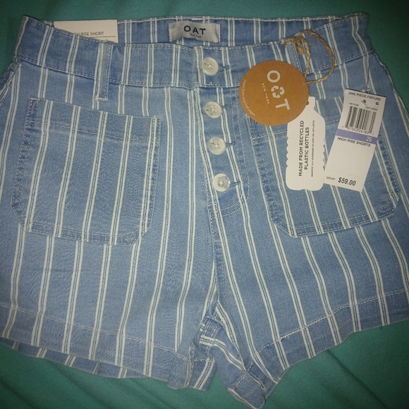 Oat NYC Blue Striped Shorts - Picture 3 of 4